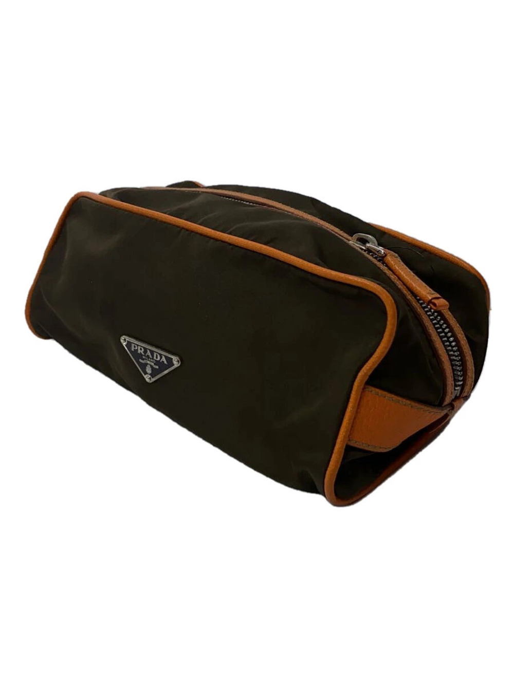 Prada Tessuto pouch khaki green brown leather - Picture 2 of 7